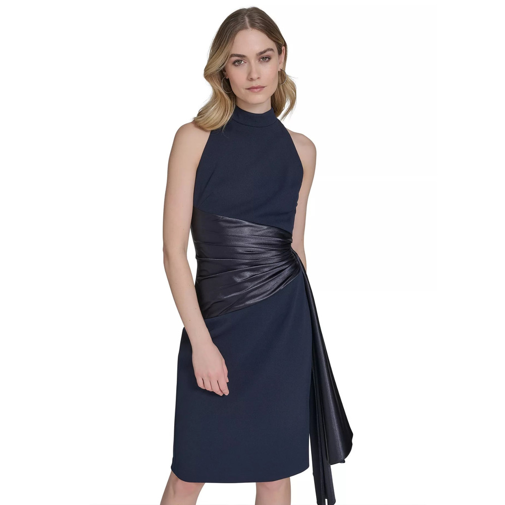 Eliza J Women's Waist-Wrap Scuba Sleeveless MIDI Dress - Navy-8, MSRP: 168 $